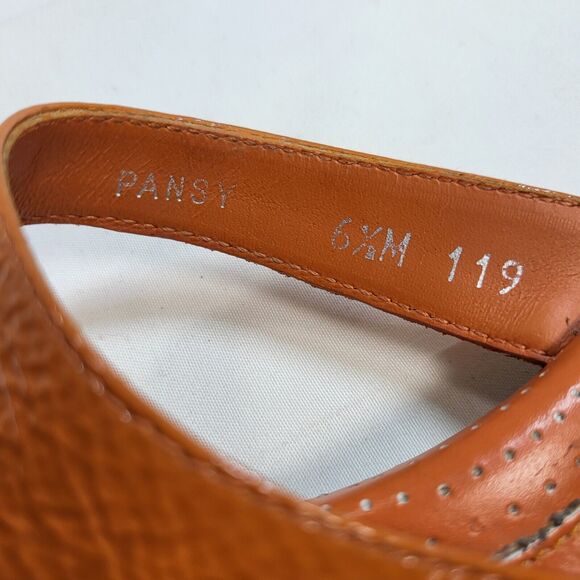 Brighton Pansy Slip On Leather Slide Sandals Womens Size 6.5 119 Orange - Picture 8 of 9